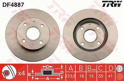 Trw Bremsscheibe [Hersteller-Nr. DF4887] für Daihatsu, Subaru von TRW