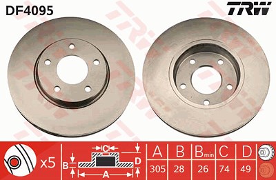 Trw Bremsscheibe [Hersteller-Nr. DF4095] für Daimler, Jaguar von TRW