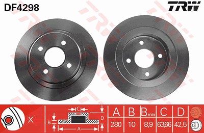 Trw Bremsscheibe [Hersteller-Nr. DF4298] für Ford von TRW