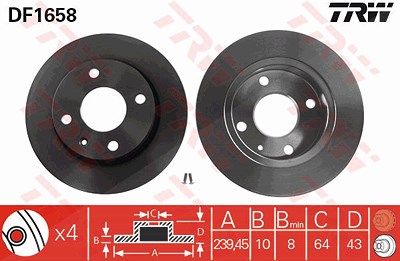 Trw Bremsscheibe [Hersteller-Nr. DF1658] für Ford von TRW