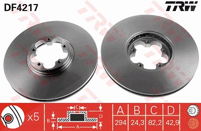 Trw Bremsscheibe [Hersteller-Nr. DF4217] für Ford von TRW