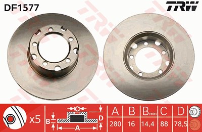 Trw Bremsscheibe [Hersteller-Nr. DF1577] für Mercedes-Benz von TRW