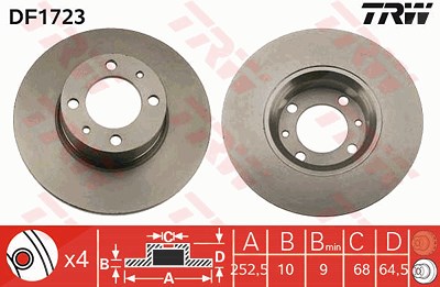 Trw Bremsscheibe [Hersteller-Nr. DF1723] für Lada von TRW