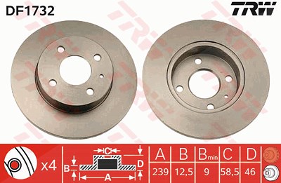 Trw Bremsscheibe [Hersteller-Nr. DF1732] für Alfa Romeo von TRW