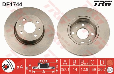 Trw Bremsscheibe [Hersteller-Nr. DF1744] für Fiat, Lancia von TRW