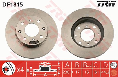 Trw Bremsscheibe [Hersteller-Nr. DF1815] für Honda, Rover von TRW