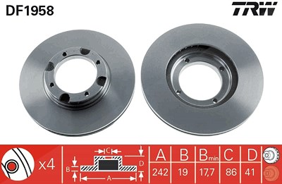 Trw Bremsscheibe [Hersteller-Nr. DF1958] für Hyundai von TRW