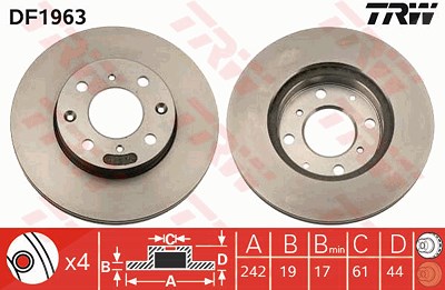 Trw Bremsscheibe [Hersteller-Nr. DF1963] für Honda von TRW