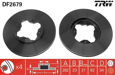 Trw Bremsscheibe [Hersteller-Nr. DF2679] für Honda, Rover von TRW