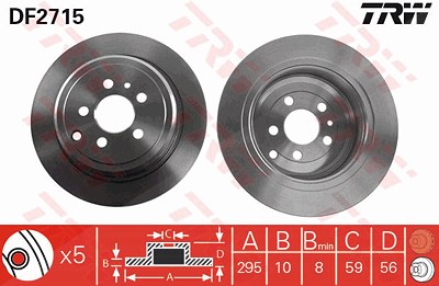 Trw Bremsscheibe [Hersteller-Nr. DF2715] für Citroën, Fiat, Lancia, Peugeot von TRW