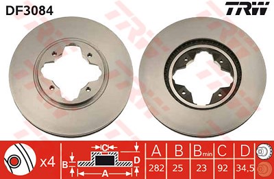 Trw Bremsscheibe [Hersteller-Nr. DF3084] für Honda von TRW