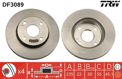 Trw Bremsscheibe [Hersteller-Nr. DF3089] für Mazda von TRW