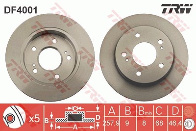 Trw Bremsscheibe [Hersteller-Nr. DF4001] für Nissan von TRW