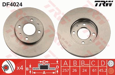 Trw Bremsscheibe [Hersteller-Nr. DF4024] für Nissan von TRW