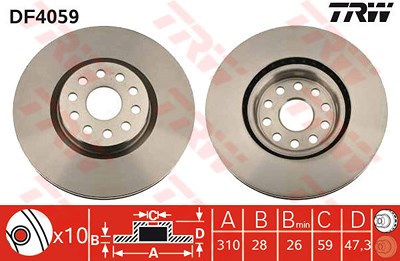 Trw Bremsscheibe [Hersteller-Nr. DF4059] für Alfa Romeo, Lancia von TRW