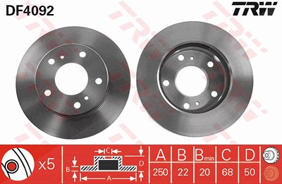 Trw Bremsscheibe [Hersteller-Nr. DF4092] für Nissan von TRW