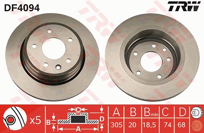 Trw Bremsscheibe [Hersteller-Nr. DF4094] für Daimler, Jaguar von TRW