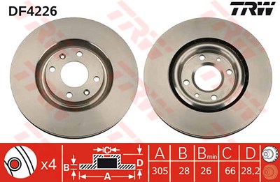 Trw Bremsscheibe [Hersteller-Nr. DF4226] für Peugeot von TRW