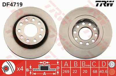 Trw Bremsscheibe [Hersteller-Nr. DF4719] für Audi von TRW