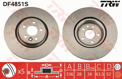 Trw 1x Bremsscheibe [Hersteller-Nr. DF4851S] für Volvo von TRW