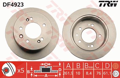 Trw Bremsscheibe [Hersteller-Nr. DF4923] für Hyundai von TRW