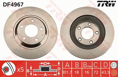 Trw Bremsscheibe [Hersteller-Nr. DF4967] für Mazda von TRW