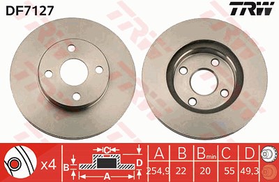 Trw Bremsscheibe [Hersteller-Nr. DF7127] für Toyota von TRW