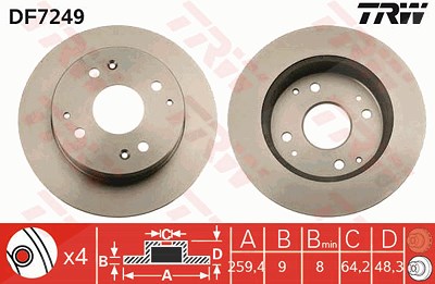 Trw Bremsscheibe [Hersteller-Nr. DF7249] für Honda von TRW