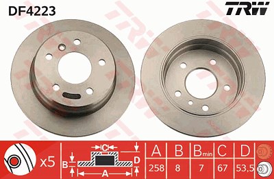 Trw Bremsscheibe Hinterachse VOLL [Hersteller-Nr. DF4223] für Mercedes-Benz von TRW