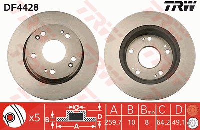 Trw Bremsscheibe [Hersteller-Nr. DF4428] für Honda von TRW