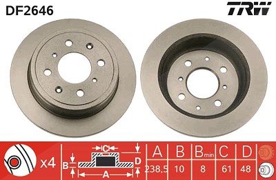 Trw Bremsscheibe [Hersteller-Nr. DF2646] für Honda, Lotus, Mg, Rover von TRW