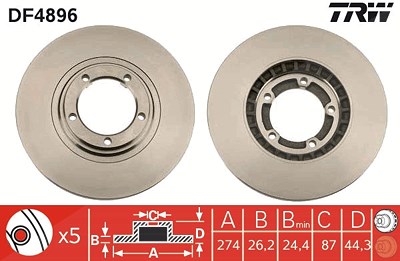 Trw Bremsscheibe [Hersteller-Nr. DF4896] für Hyundai von TRW