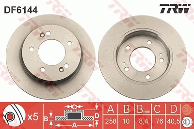 Trw Bremsscheibe Hinterachse Voll [Hersteller-Nr. DF6144] für Hyundai, Kia von TRW