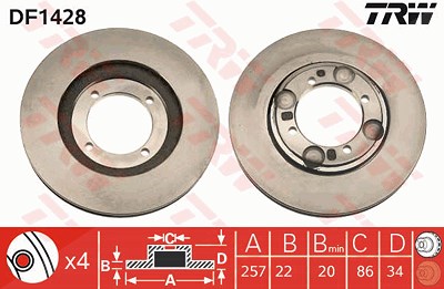 Trw Bremsscheibe [Hersteller-Nr. DF1428] für Hyundai von TRW