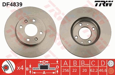 Trw Bremsscheibe [Hersteller-Nr. DF4839] für Hyundai, Kia von TRW