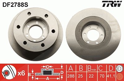 Trw 1x Bremsscheibe [Hersteller-Nr. DF2788S] für Iveco von TRW