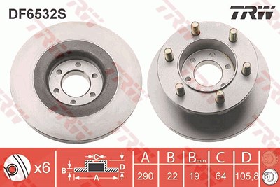 Trw 1x Bremsscheibe [Hersteller-Nr. DF6532S] für Iveco von TRW