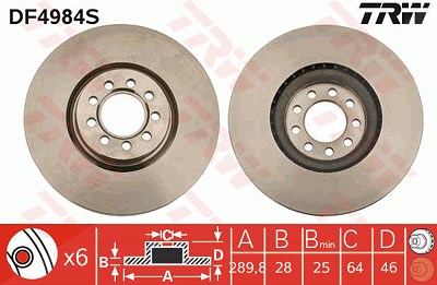 Trw 1x Bremsscheibe [Hersteller-Nr. DF4984S] für Iveco von TRW