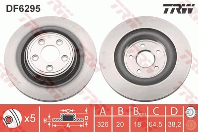 Trw Bremsscheibe [Hersteller-Nr. DF6295] für Jaguar von TRW