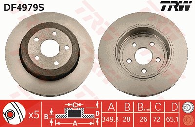 Trw 1x Bremsscheibe [Hersteller-Nr. DF4979S] für Jeep von TRW