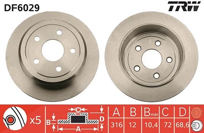 Trw Bremsscheibe [Hersteller-Nr. DF6029] für Jeep von TRW