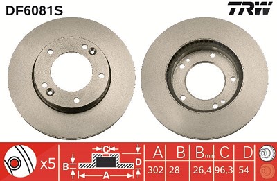 Trw 1x Bremsscheibe [Hersteller-Nr. DF6081S] für Kia von TRW