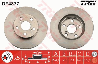 Trw Bremsscheibe [Hersteller-Nr. DF4877] für Toyota von TRW