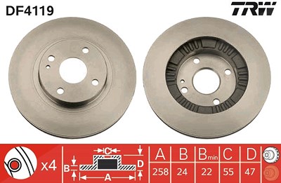 Trw Bremsscheibe [Hersteller-Nr. DF4119] für Mazda von TRW