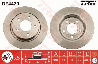 Trw Bremsscheibe [Hersteller-Nr. DF4420] für Mazda von TRW