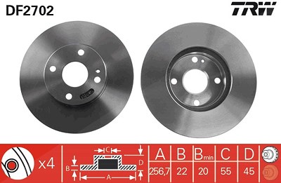 Trw Bremsscheibe [Hersteller-Nr. DF2702] für Mazda von TRW