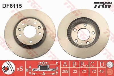 Trw Bremsscheibe [Hersteller-Nr. DF6115] für Mazda von TRW