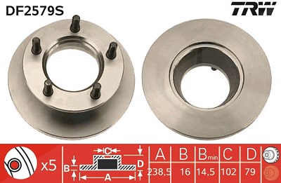 Trw 1x Bremsscheibe [Hersteller-Nr. DF2579S] für Mercedes-Benz von TRW