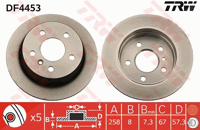 Trw Bremsscheibe [Hersteller-Nr. DF4453] für Mercedes-Benz von TRW