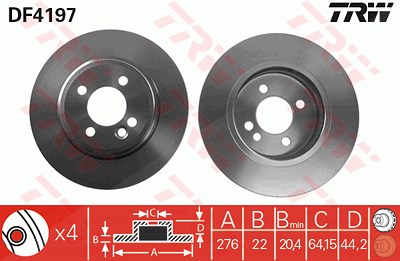 Trw Bremsscheibe [Hersteller-Nr. DF4197] für Mini von TRW